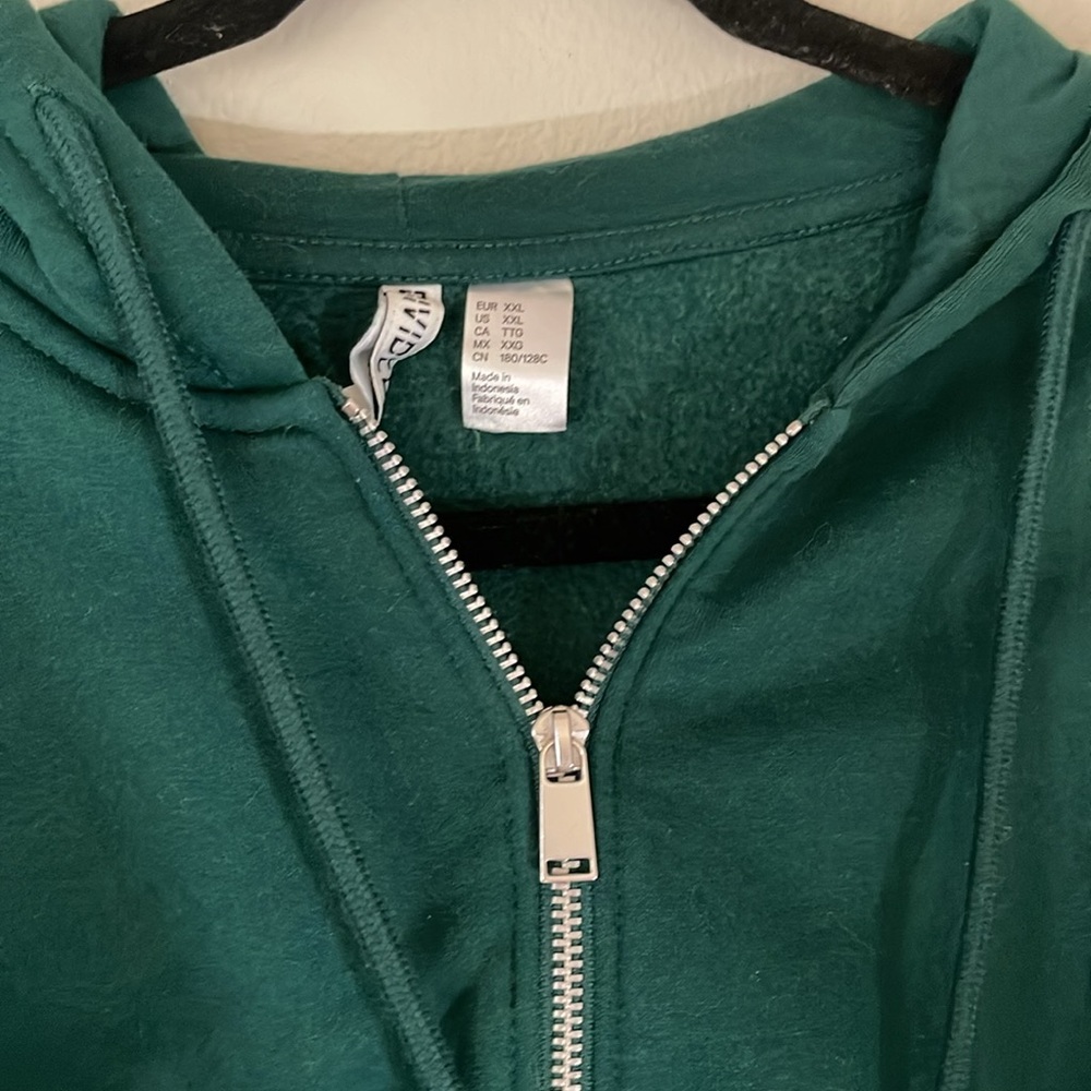 H&M Green Zip-Up Crop Hoodie Size XXL - Picture 4 of 4
